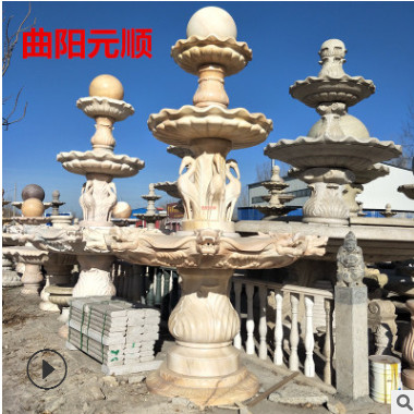 歐式石雕噴泉廠家定制大型別墅園林景觀大理石流水石雕噴泉擺件