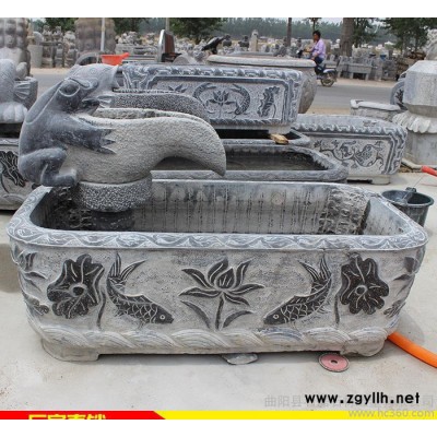青石仿古魚缸 魚缸噴水擺件 噴水流水擺件定做 曲陽石雕直銷